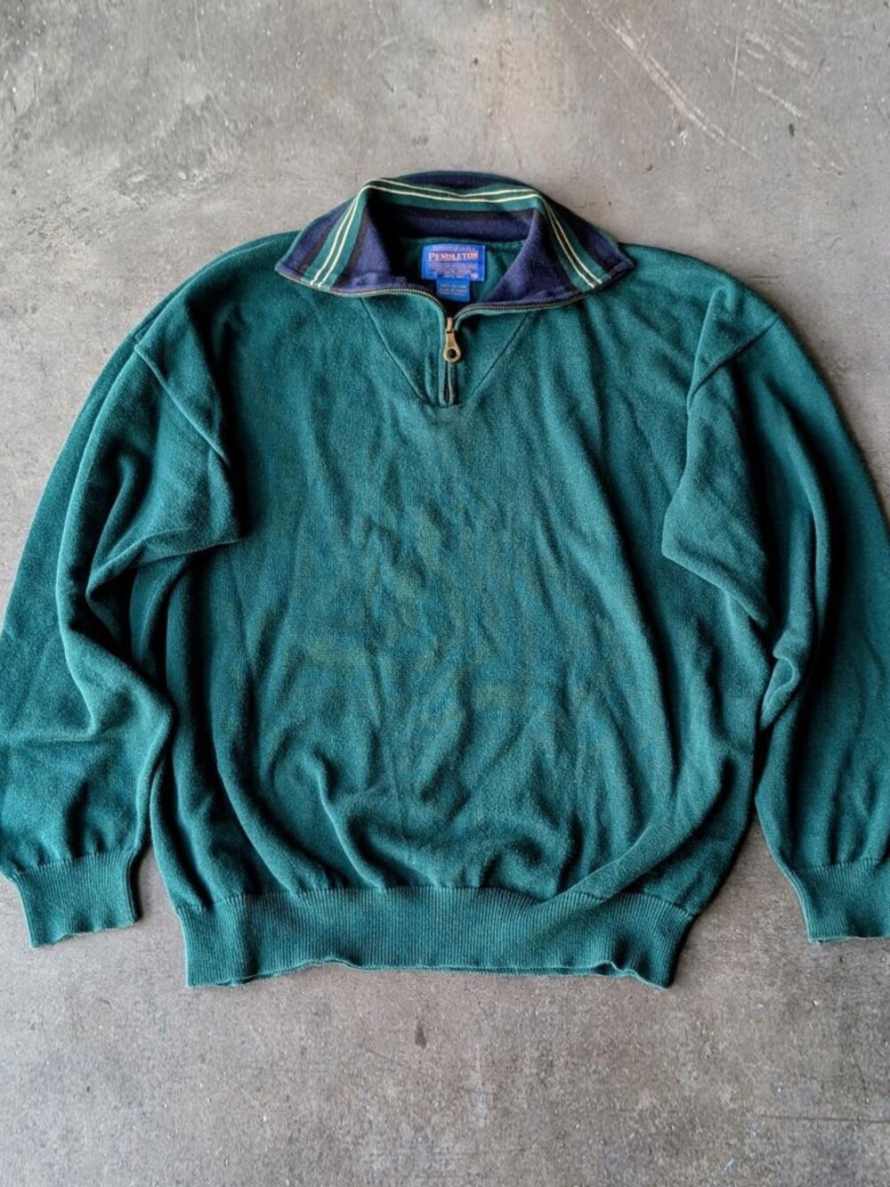 Pendleton Men's Green Zip Collar Long Sleeve Sweater size XL